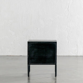 MAXIM PARQUETRY HERRINGBONE BEDSIDE TABLE | 2 DRAWERS | BLACK