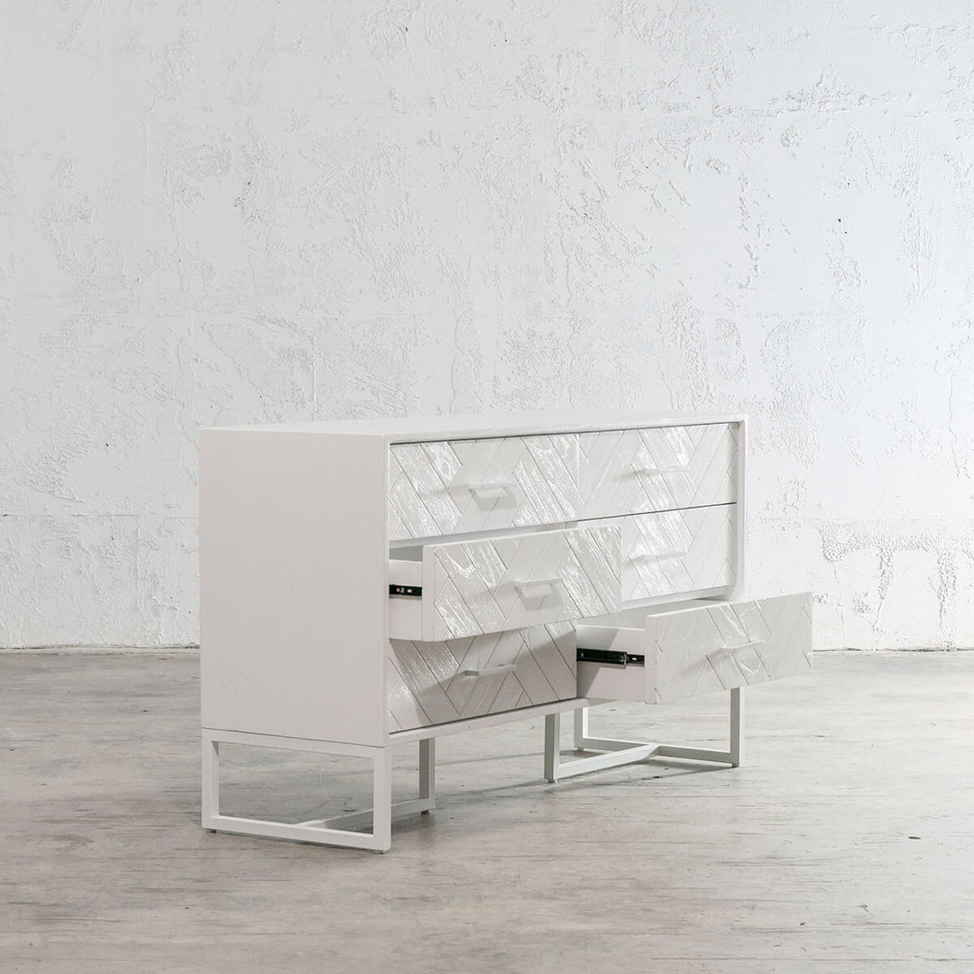 MAXIM HERRINGBONE CHEST OF DRAWERS  |  WHITE