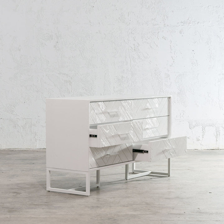 MAXIM HERRINGBONE CHEST OF DRAWERS  |  WHITE