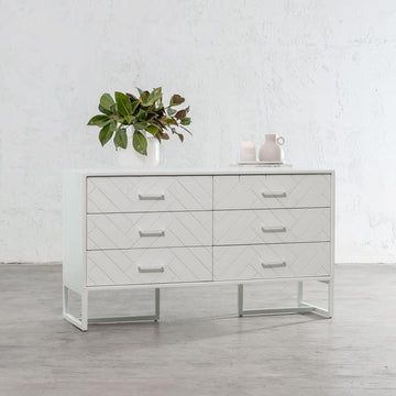 MAXIM HERRINGBONE CHEST OF DRAWERS  |  WHITE