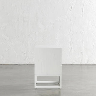 MAXIM PARQUETRY HERRINGBONE BEDSIDE TABLE  | 2 DRAWERS | WHITE