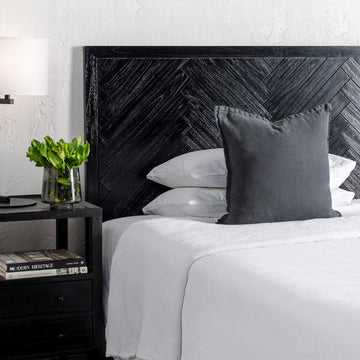 MAXIM PARQUETRY HERRINGBONE BEDHEAD  |  BLACK