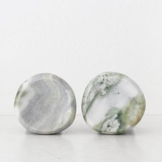 MINERAL SOLID MARBLE CONCAVE DISH BUNDLE X2  |  13CM  |  GREEN MARBLE
