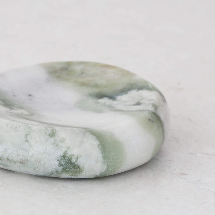 MINERAL SOLID MARBLE CONCAVE DISH  |  13CM  |  GREEN MARBLE