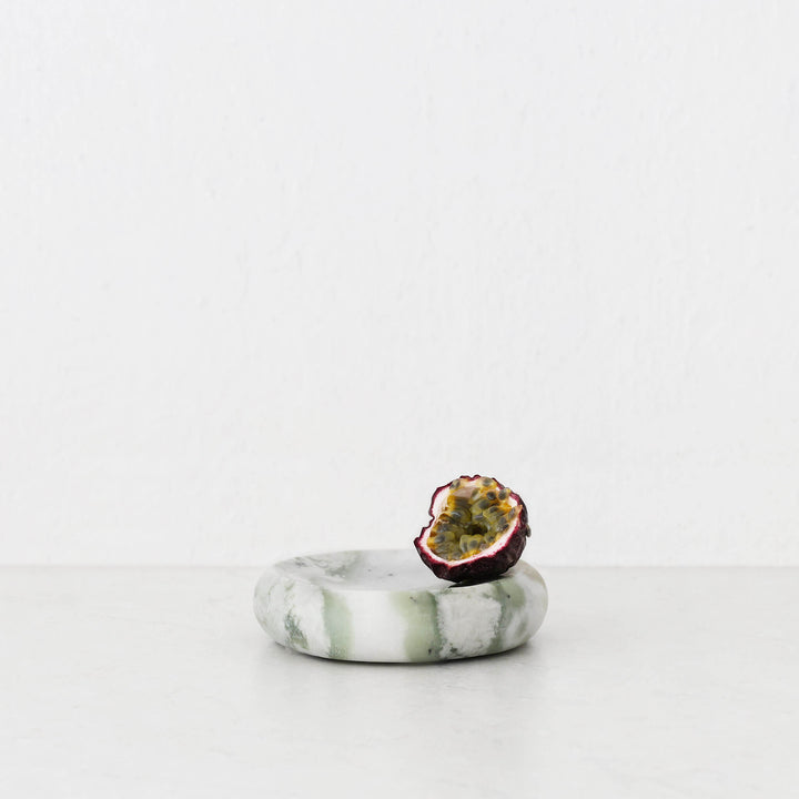 MINERAL SOLID MARBLE CONCAVE DISH  |  13CM  |  GREEN MARBLE