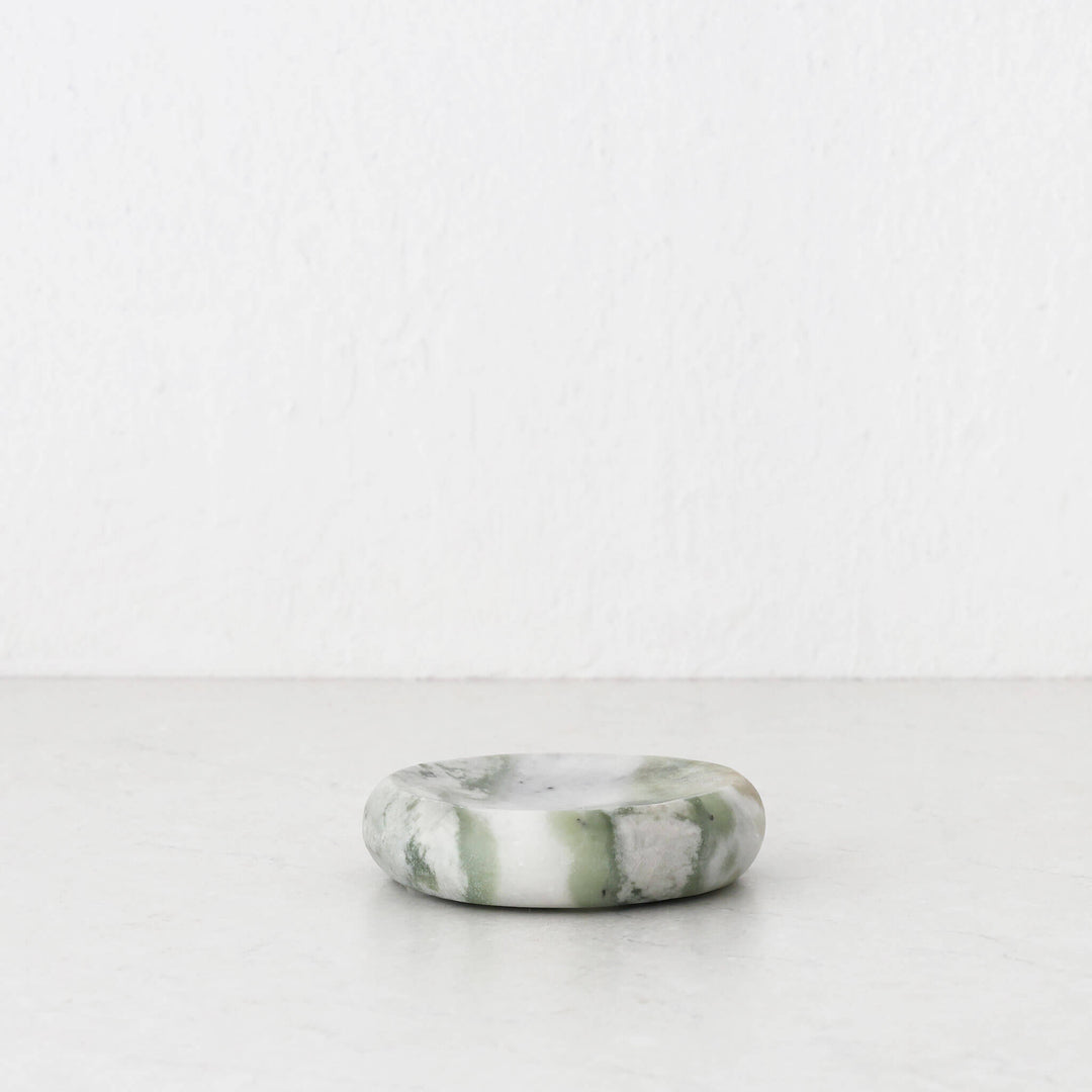 MINERAL SOLID MARBLE CONCAVE DISH  |  13CM  |  GREEN MARBLE