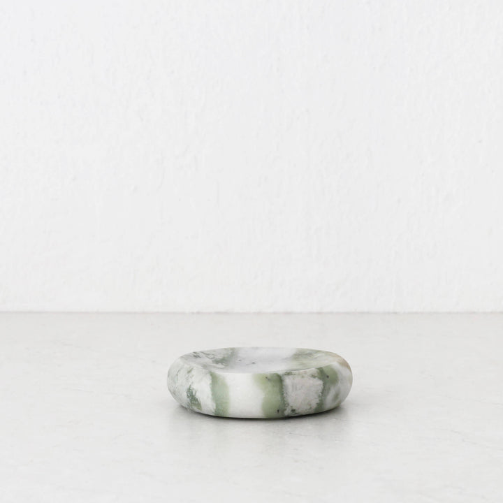 MINERAL SOLID MARBLE CONCAVE DISH  |  13CM  |  GREEN MARBLE