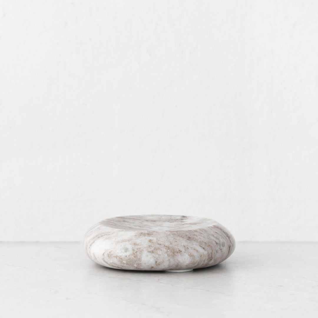 Mineral Solid Marble Concave Dish  |  13Cm |  Beige Marble