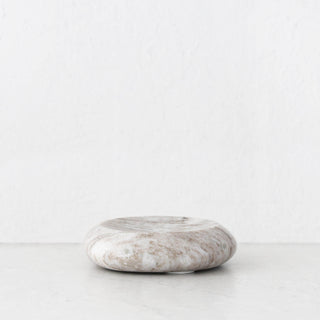 Mineral Solid Marble Concave Dish  |  13Cm |  Beige Marble