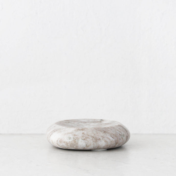 Mineral Solid Marble Concave Dish  |  13Cm |  Beige Marble