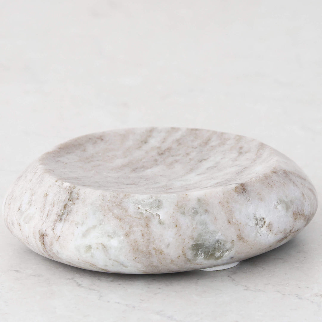 Mineral Solid Marble Concave Dish  |  13Cm |  Beige Marble