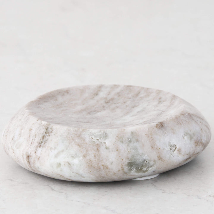 Mineral Solid Marble Concave Dish  |  13Cm |  Beige Marble