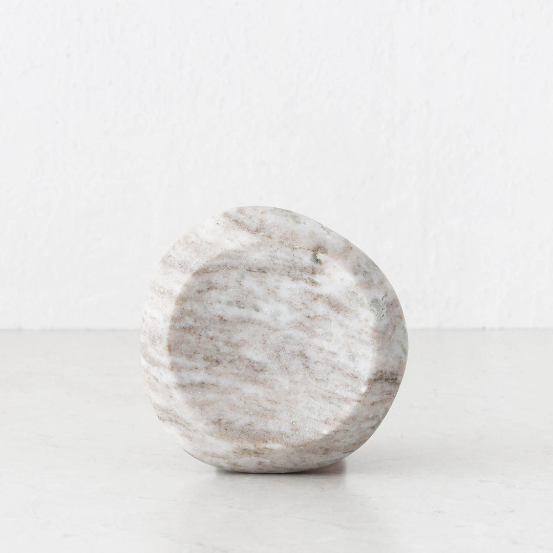 Mineral Solid Marble Concave Dish  |  13Cm |  Beige Marble