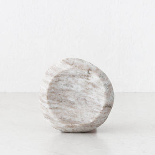 Mineral Solid Marble Concave Dish  |  13Cm |  Beige Marble