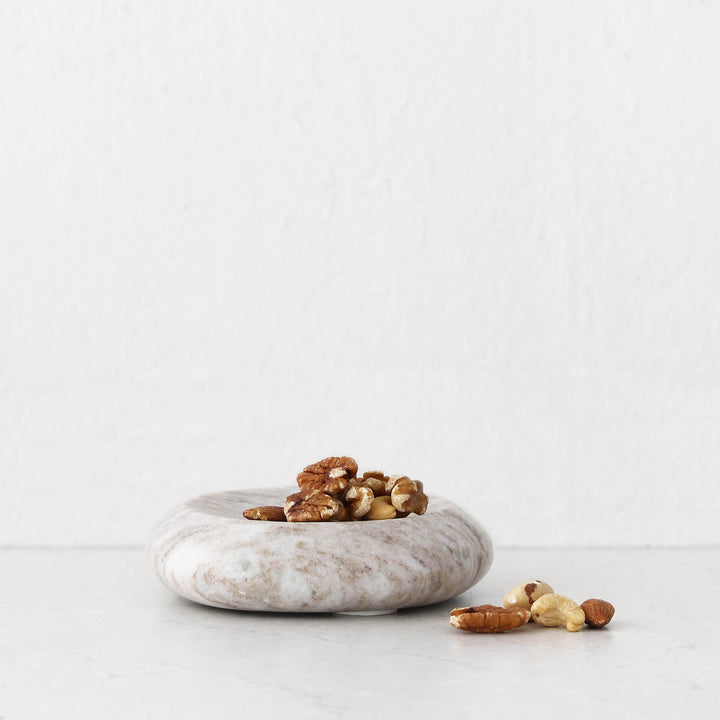 Mineral Solid Marble Concave Dish  |  13Cm |  Beige Marble