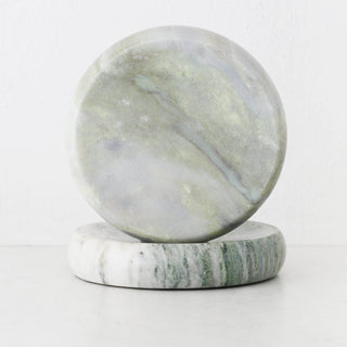 MINERAL SOLID MARBLE CONCAVE DISH BUNDLE X2  |  24CM  | GREEN MARBLE