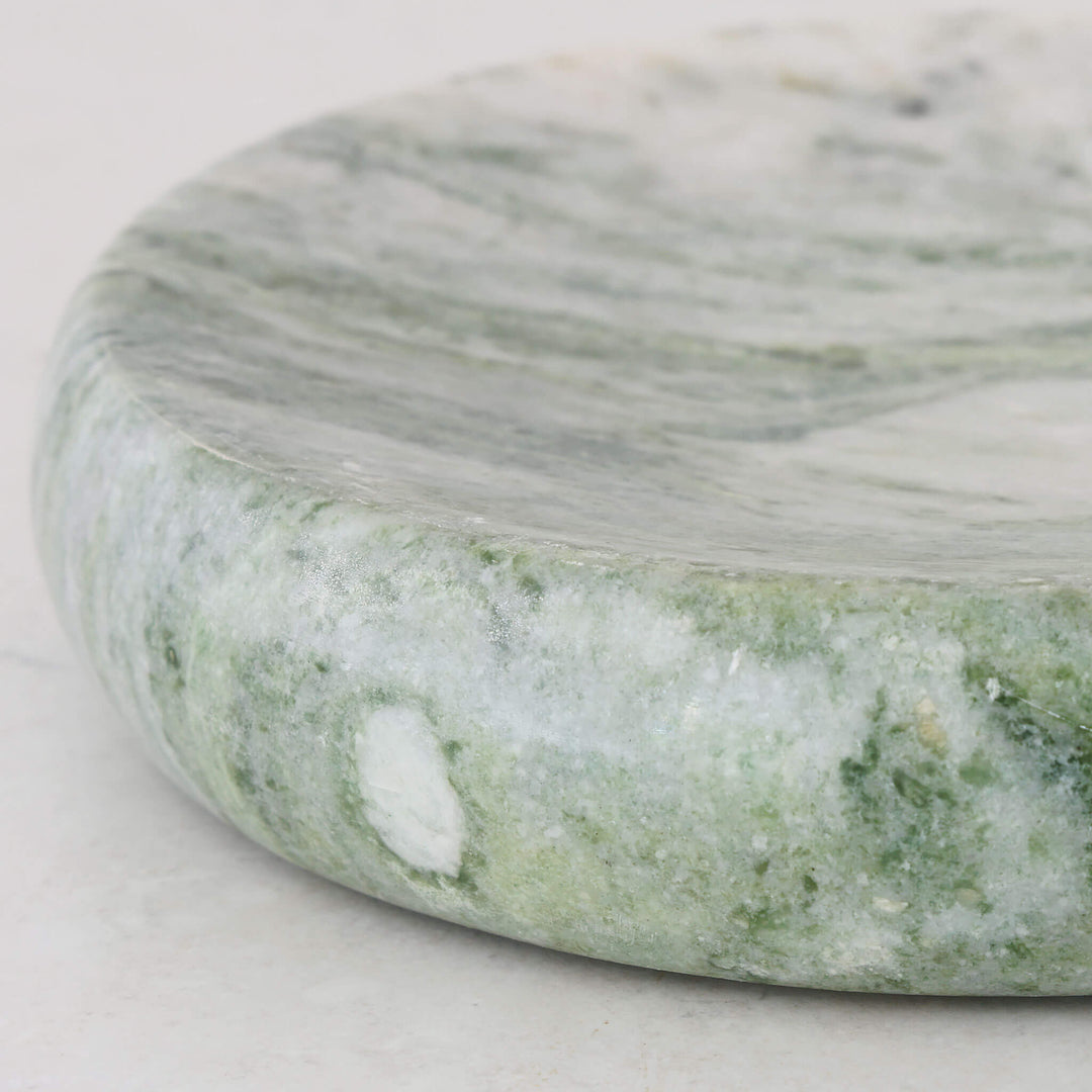MINERAL SOLID MARBLE CONCAVE DISH BUNDLE X2  |  24CM  | GREEN MARBLE