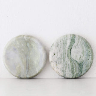MINERAL SOLID MARBLE CONCAVE DISH BUNDLE X2  |  24CM  | GREEN MARBLE