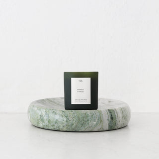 MINERAL SOLID MARBLE CONCAVE DISH BUNDLE X2  |  24CM  | GREEN MARBLE