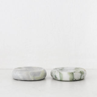 MINERAL SOLID MARBLE CONCAVE DISH BUNDLE X2  |  13CM  |  GREEN MARBLE