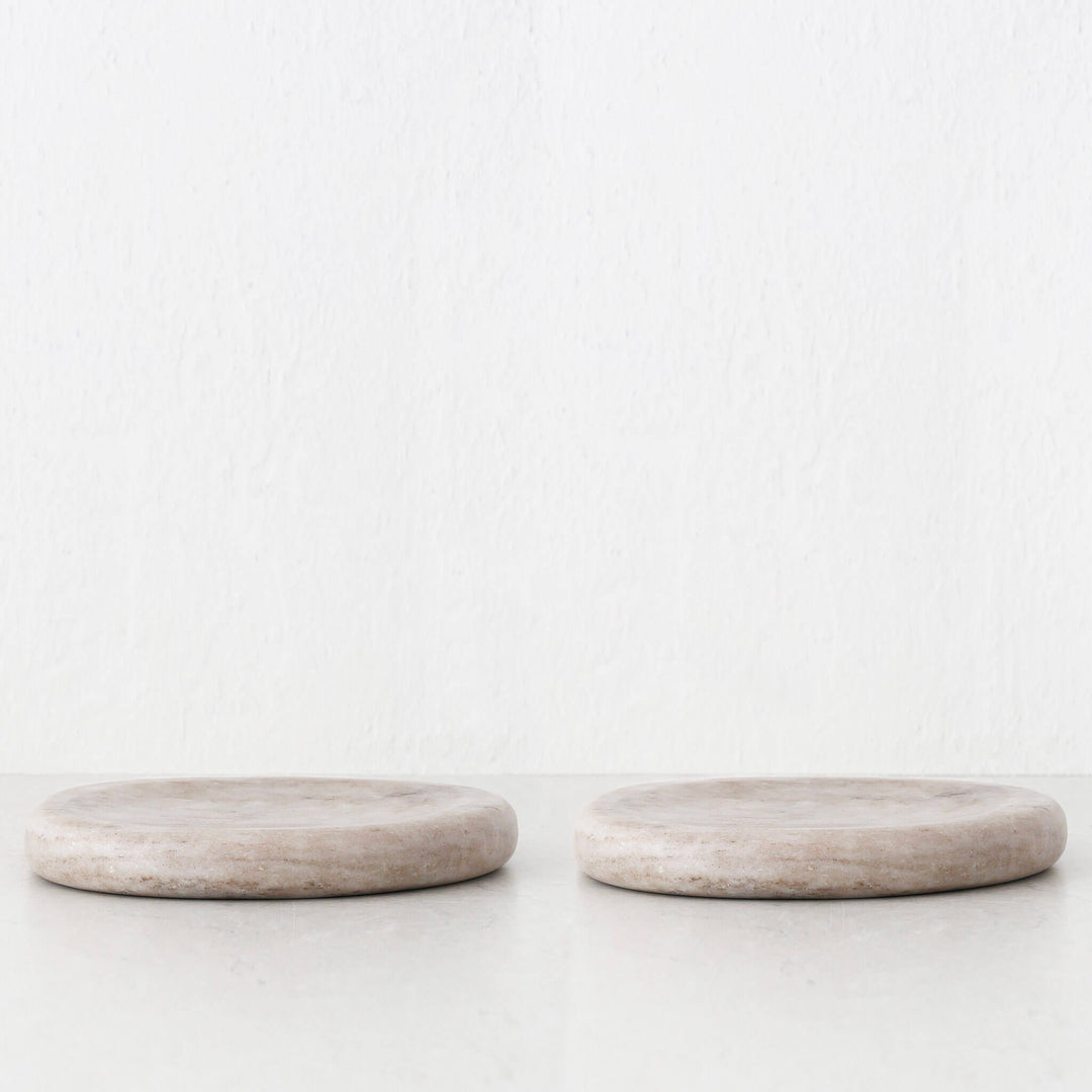 MINERAL SOLID MARBLE DISH BUNDLE X2  |  24CM  |  BEIGE MARBLE