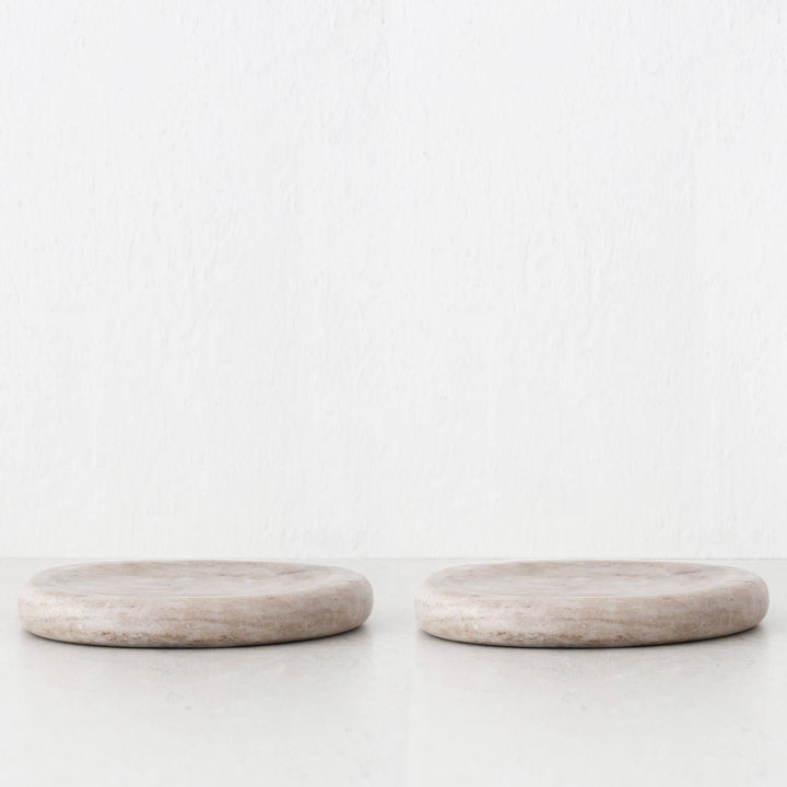 MINERAL SOLID MARBLE DISH BUNDLE X2  |  24CM  |  BEIGE MARBLE