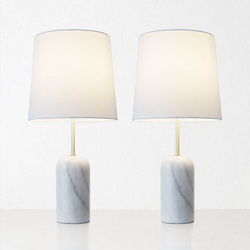 MISSOURI MARBLE TABLE LAMP BUNDLE X2  |  WHITE MARBLE