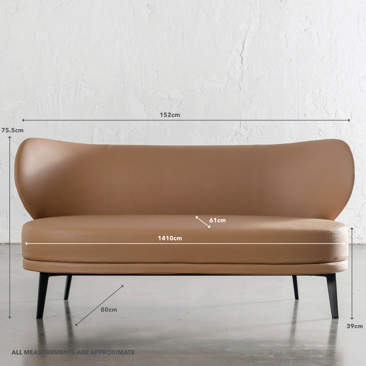 MOLENHOEK 2 SEAT SOFA | SADDLE TAN VEGAN LEATHER | MEASUREMENTS