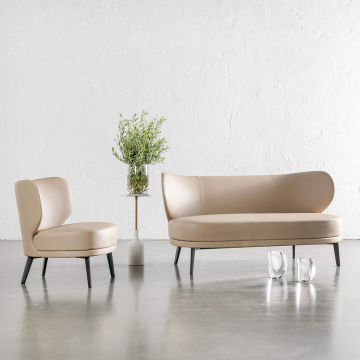 BERGEN ARMCHAIR + MOLENHOEK SOFA |  SMOKE TAUPE VEGAN LEATHER