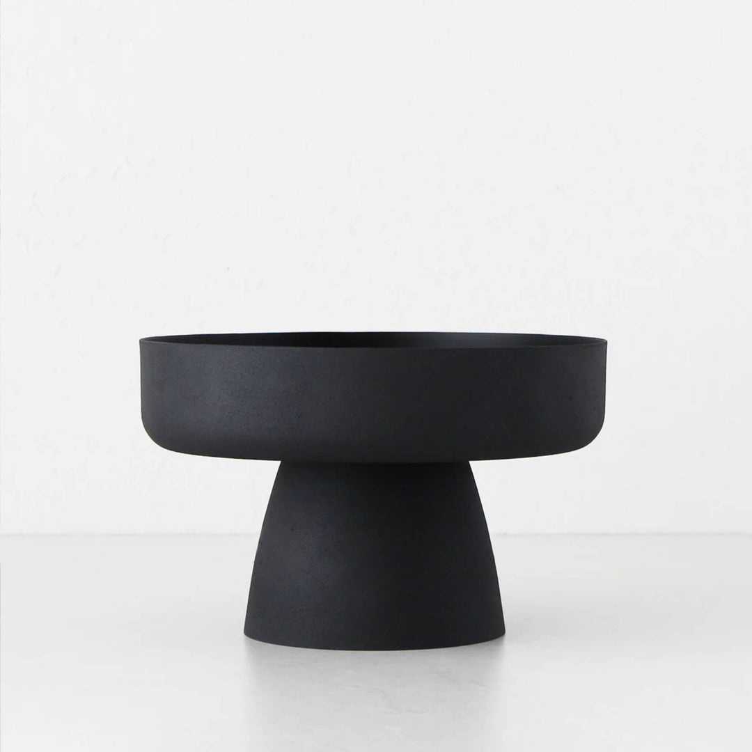 MONA PEDESTAL BOWL | BLACK