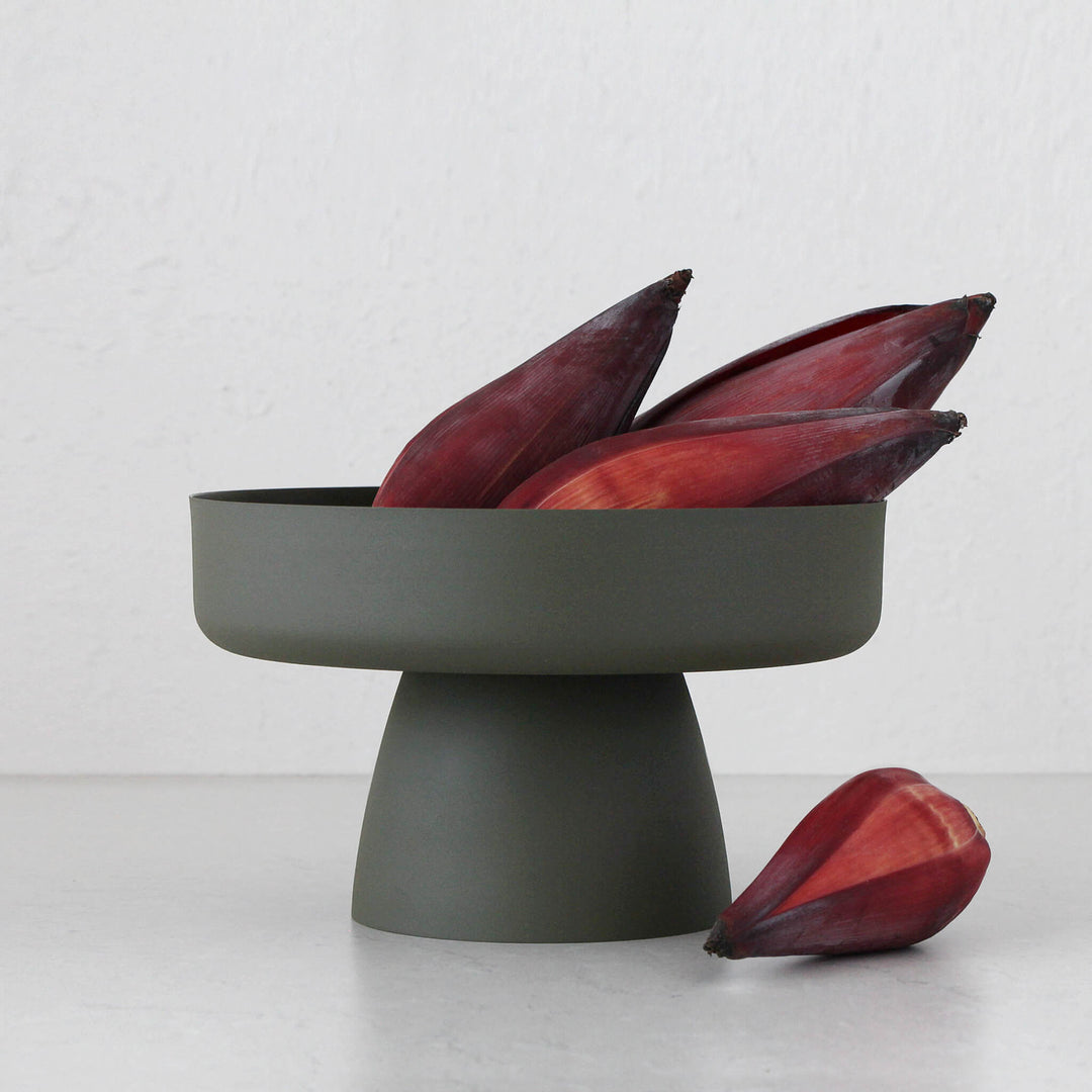 MONA PEDESTAL BOWL | OLIVE