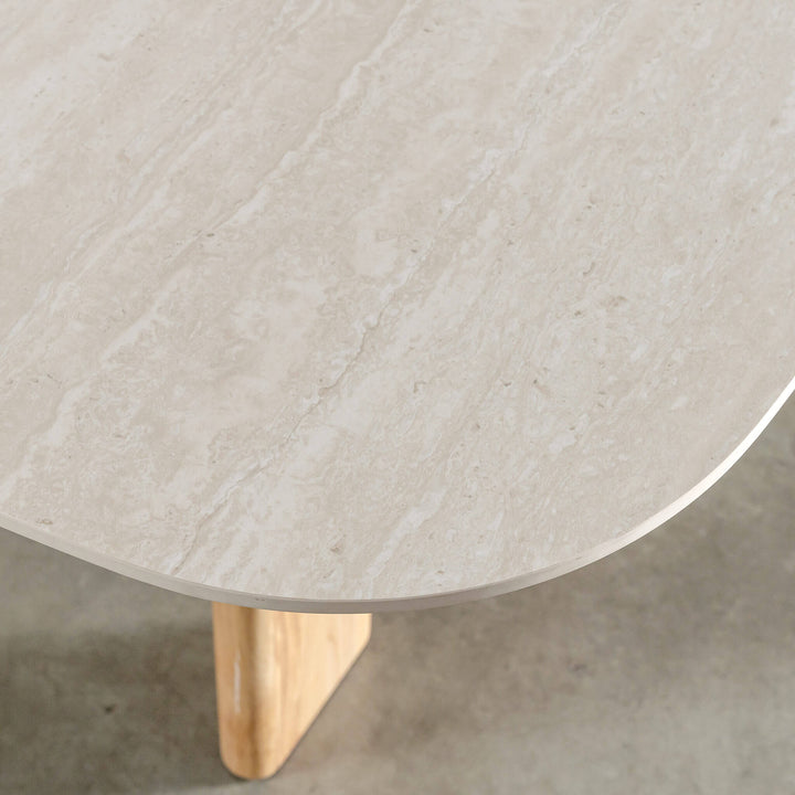MONTAGNA DINING TABLE   |  230CM + 270CM  |  BIRCH ASH WOOD GRAIN  |  TRAVENTINE TUMBLED BEIGE
