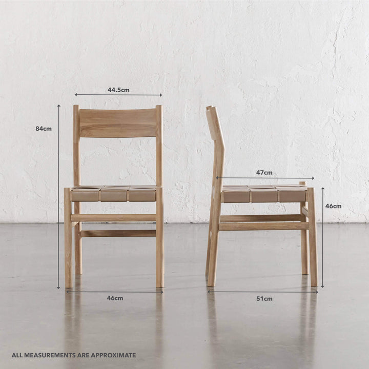 MONTERO WOVEN LEATHER DINING CHAIRS  |  LIGHT TAUPE LEATHER HIDE
