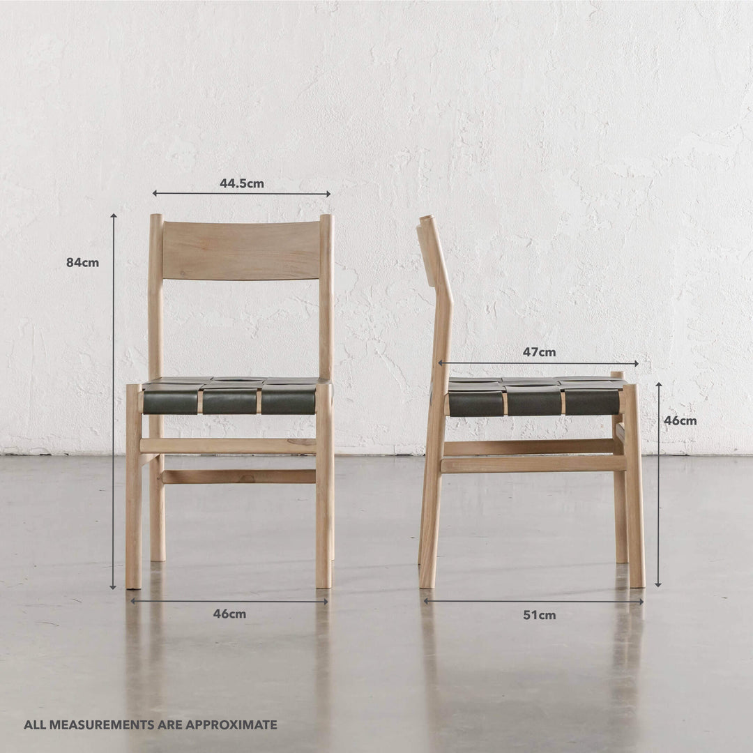 MONTERO WOVEN LEATHER DINING CHAIRS |  OLIVE LEATHER HIDE