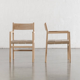 MONTERO WOVEN LEATHER CARVER CHAIR  |  LIGHT TAUPE LEATHER HIDE