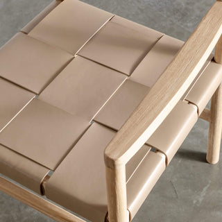 MONTERO WOVEN LEATHER CARVER CHAIR  |  LIGHT TAUPE LEATHER HIDE