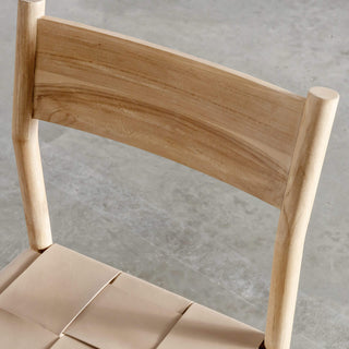 MONTERO WOVEN LEATHER DINING CHAIR | LIGHT TAUPE LEATHER HIDE