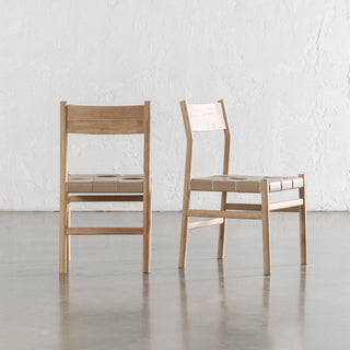 MONTERO WOVEN LEATHER DINING CHAIR | LIGHT TAUPE LEATHER HIDE