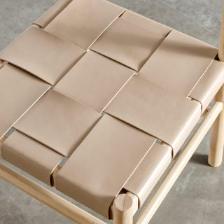 MONTERO WOVEN LEATHER DINING CHAIR | LIGHT TAUPE LEATHER HIDE