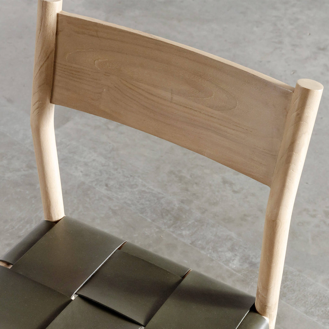 MONTERO WOVEN LEATHER DINING CHAIRS  |  OLIVE LEATHER HIDE