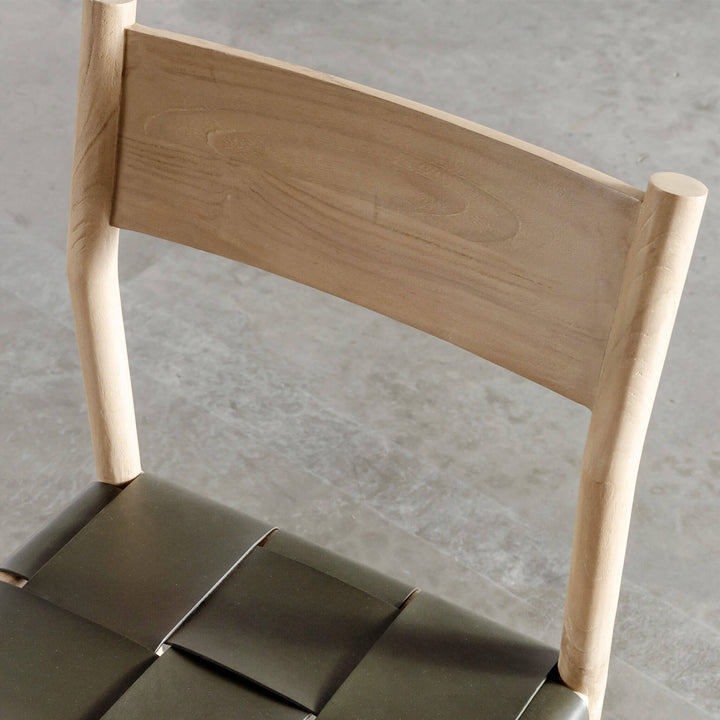 MONTERO WOVEN LEATHER DINING CHAIRS  |  OLIVE LEATHER HIDE