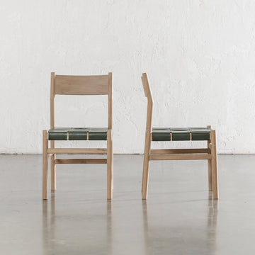 MONTERO WOVEN LEATHER DINING CHAIR | OLIVE LEATHER HIDE