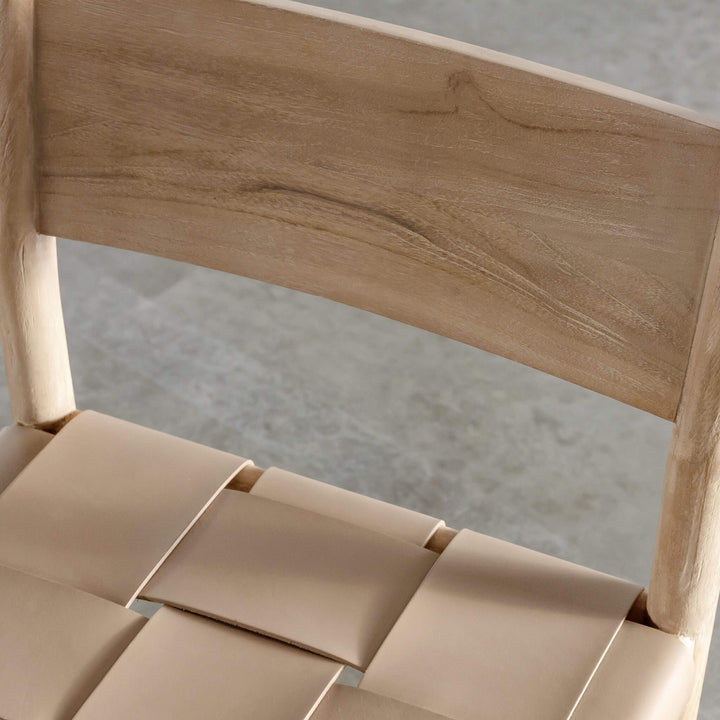 MONTERO WOVEN LEATHER BAR CHAIRS  |  HIGH + LOW  |  LIGHT TAUPE LEATHER HIDE