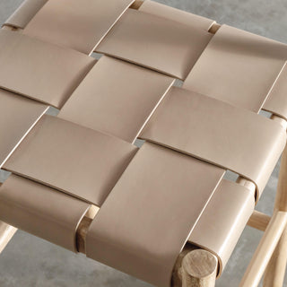 MONTERO WOVEN LEATHER BAR CHAIRS  |  HIGH + LOW  |  LIGHT TAUPE LEATHER HIDE