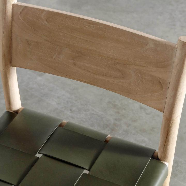 MONTERO WOVEN LEATHER BAR CHAIRS  |  HIGH + LOW  |  OLIVE LEATHER HIDE