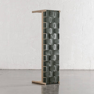 MONTERO WOVEN LEATHER BENCH  |  OLIVE LEATHER HIDE