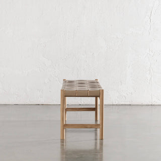 MONTERO WOVEN LEATHER BENCH  |  LIGHT TAUPE LEATHER HIDE