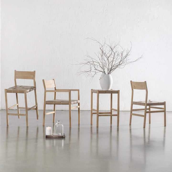 MONTERO WOVEN LEATHER CHAIR | LIGHT TAUPE LEATHER HIDE COLLECTION