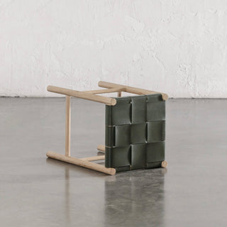 MONTERO WOVEN LEATHER COUNTER STOOL  |  BUNDLE + SAVE  |  OLIVE LEATHER HIDE
