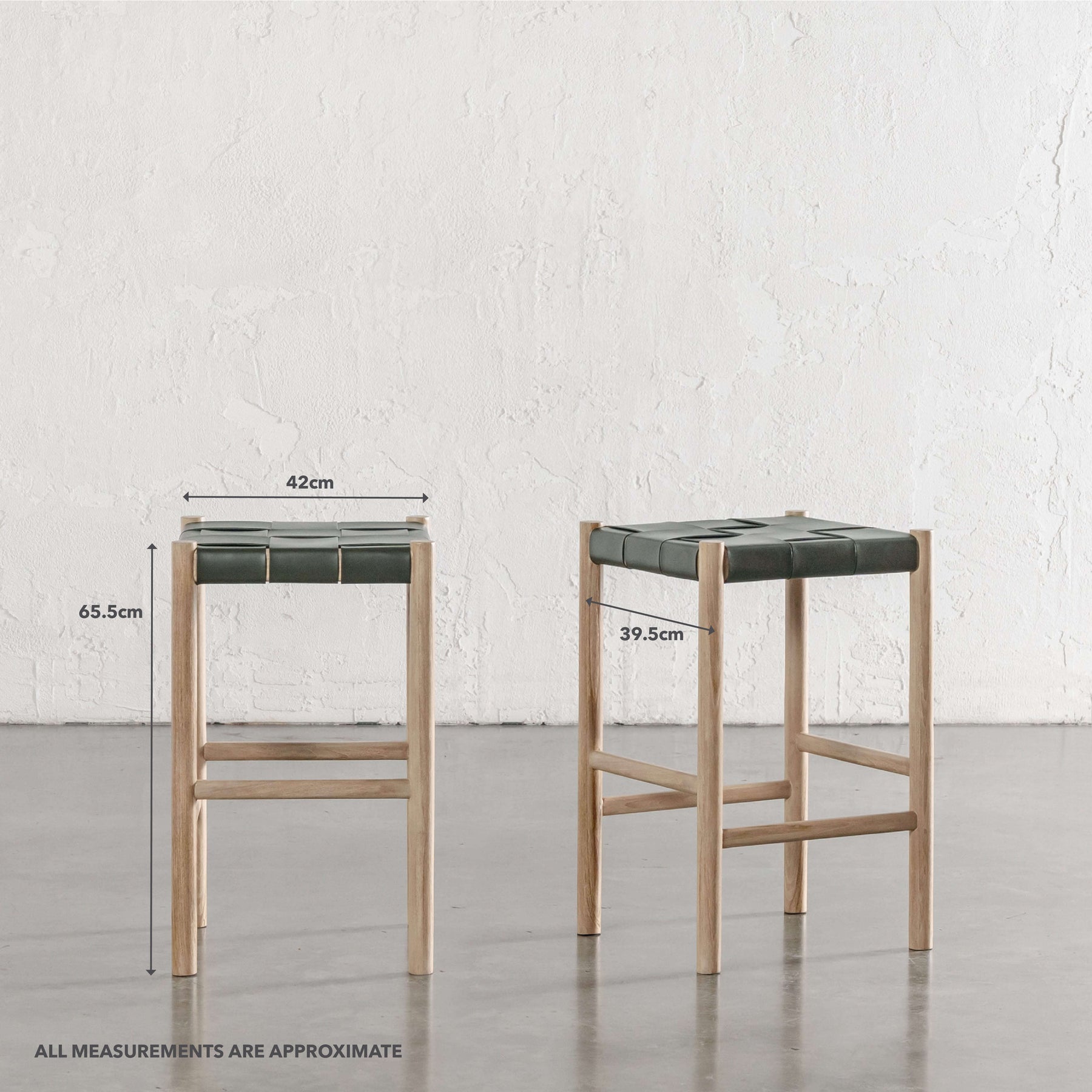 MONTERO WOVEN LEATHER COUNTER STOOL | OLIVE LEATHER HIDE – Living
